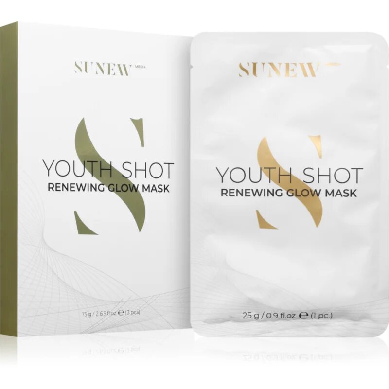 SUNEWMED+ Youth Shot Regenerating Glow Face Sheet Mask arcmaszk a bőr regenerációjára 3 db
