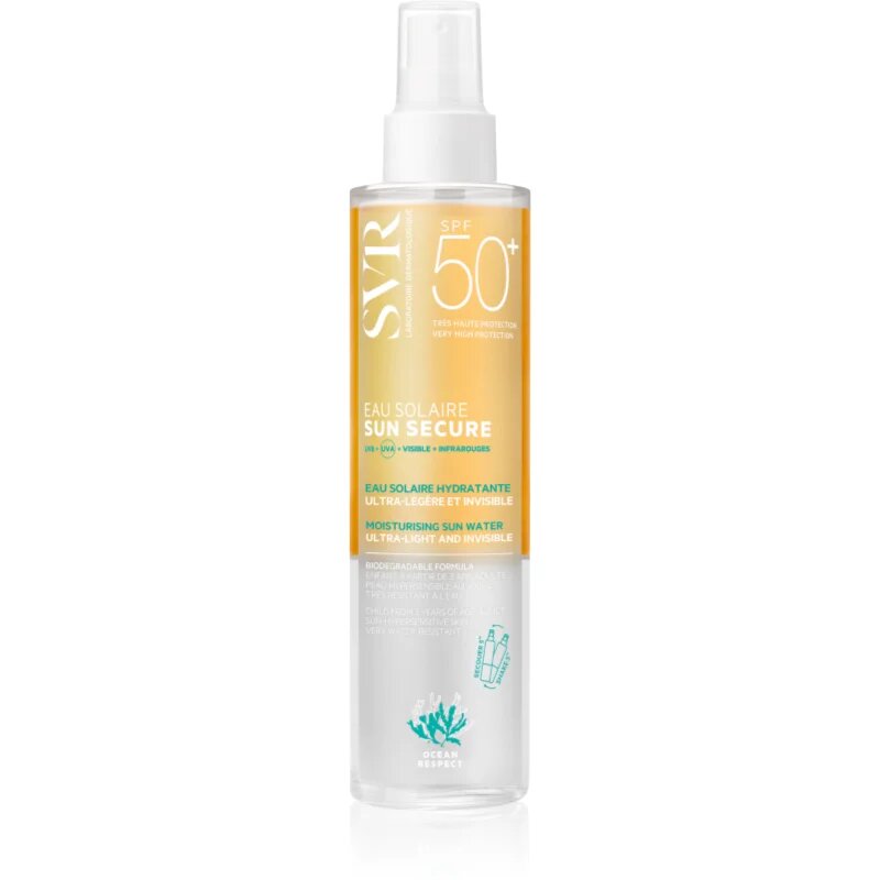 SVR Sun Secure Moisturising Sun Water hidratéló spray napozáshoz SPF 50+ 200 ml
