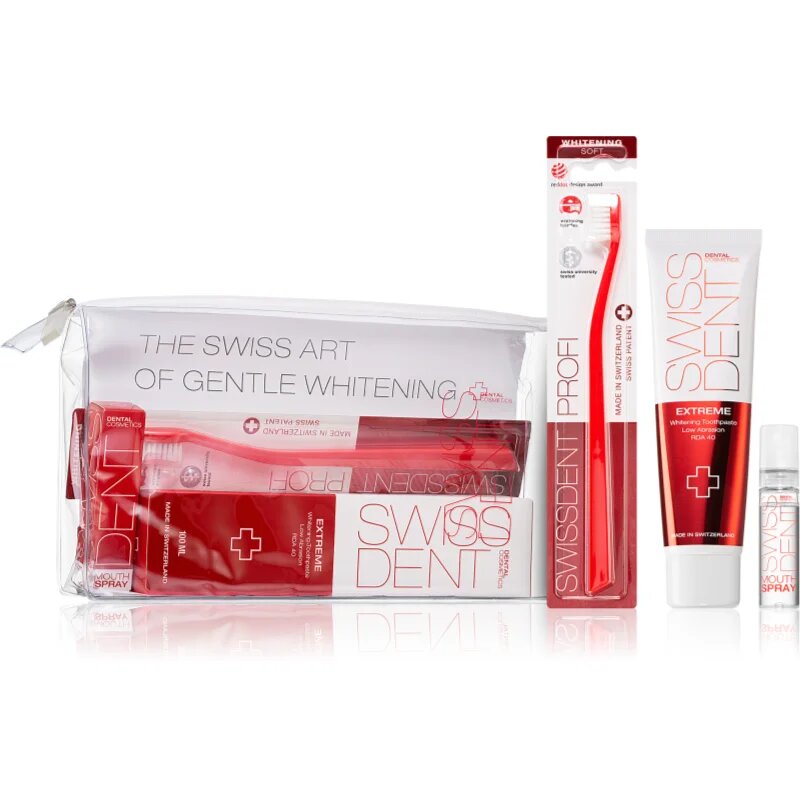 Swissdent Extreme Promo Kit fogápoló készlet a fogzománc gyengéd fehérítésére és védelmére
