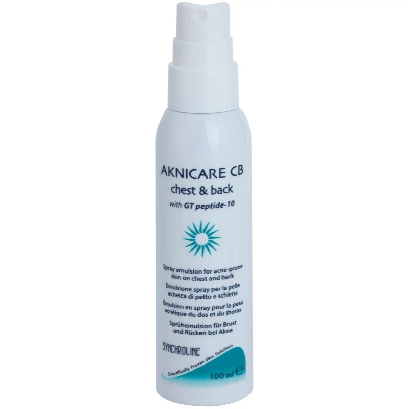 Synchroline Aknicare CB emulzió spray a háton és mellkason lévő pattanások redukálására 100 ml
