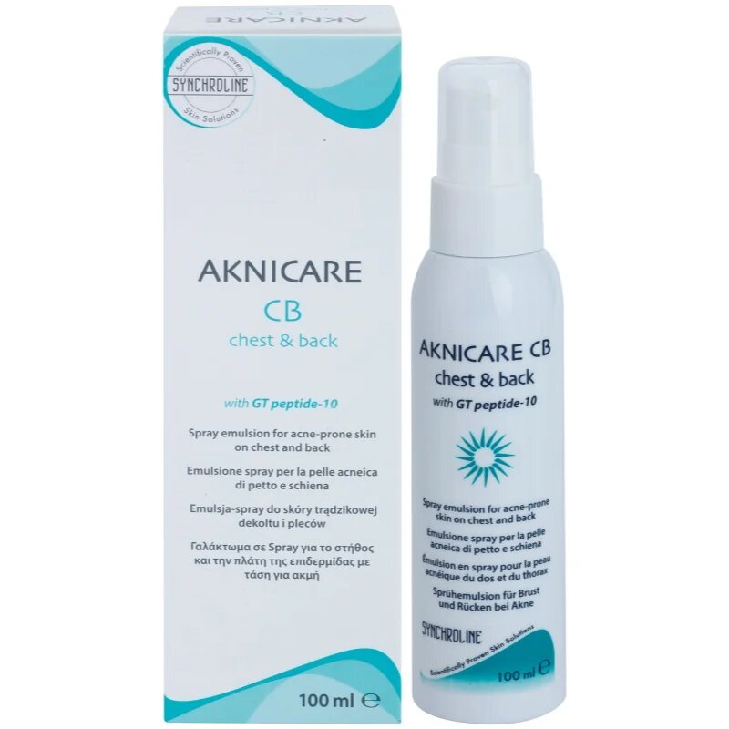 Synchroline Aknicare CB emulzió spray a háton és mellkason lévő pattanások redukálására 100 ml