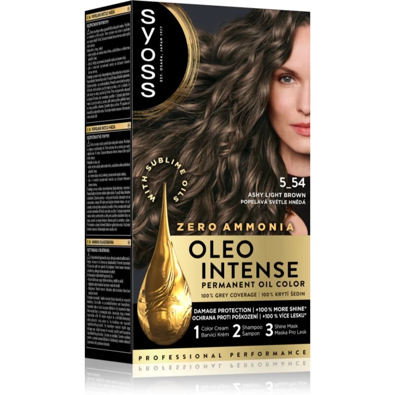 Syoss Oleo Intense tartós hajfesték olajjal árnyalat 5-54 Ashy Light Brown 1 db