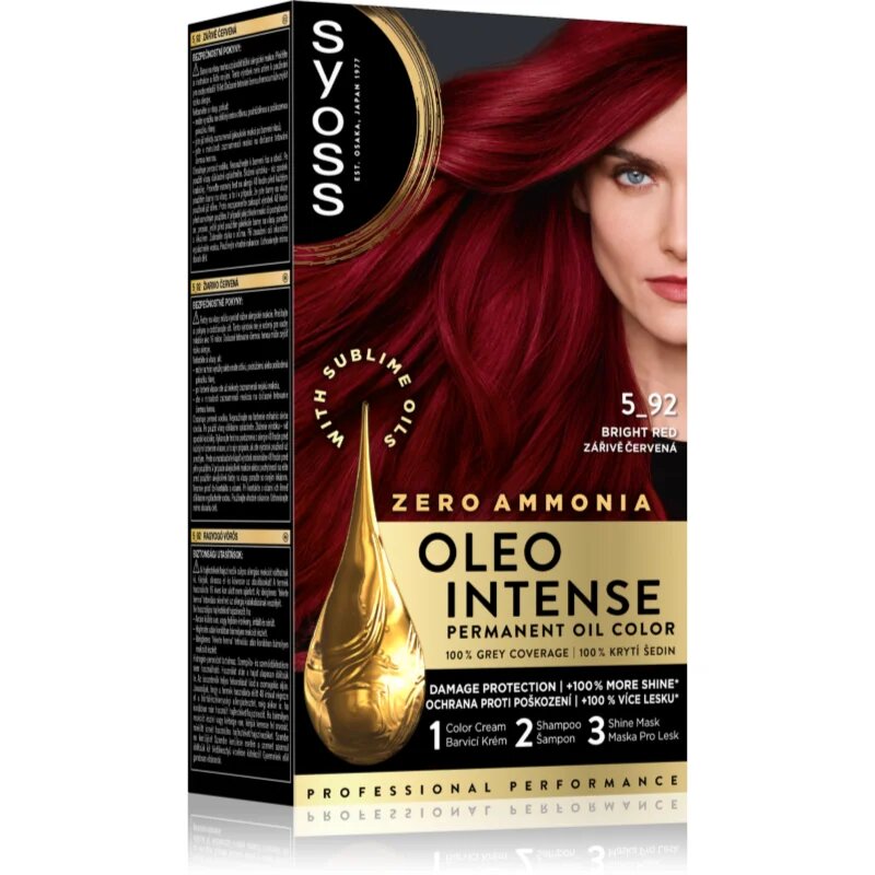 Syoss Oleo Intense tartós hajfesték olajjal árnyalat 5-92 Bright Red 1 db