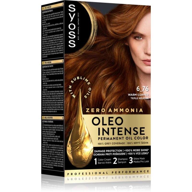 Syoss Oleo Intense tartós hajfesték olajjal árnyalat 6-76 Warm Copper 1 db