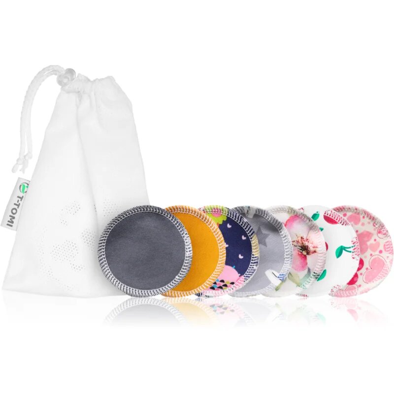 T-Tomi Make-up Removal Pads Set Soft 1 Week mosható sminklemosó korong COLOUR + Laundry Wash Bag 7 db