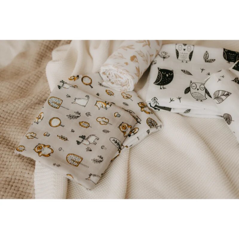 T-Tomi TETRA Cloth Towels EXCLUSIVE COLLECTION törölköző Owls 90x100 cm 2 db