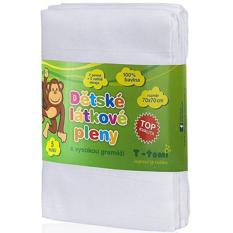 T-Tomi TETRA White mosható pelenkák High Quality 70x70 cm 5 db