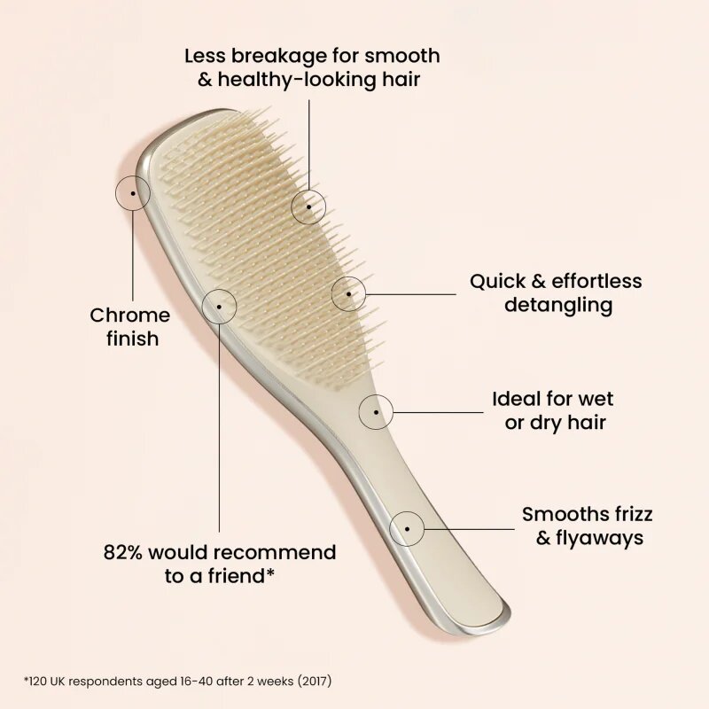 Tangle Teezer Ultimate Detangler Chrome lapos kefe egyenes és göndör hajra Neo Gold 1 db