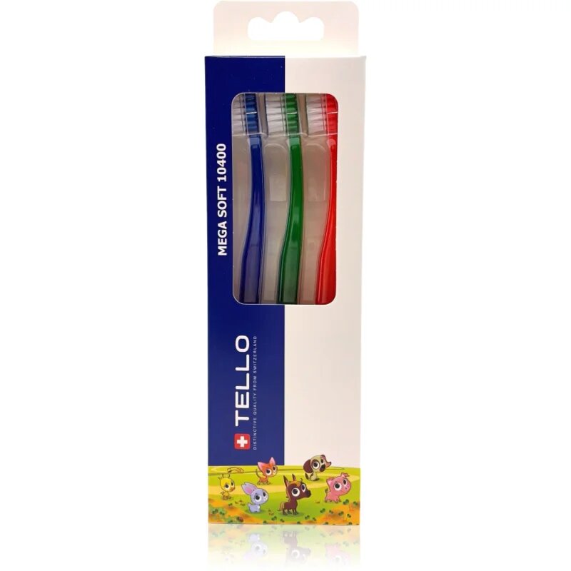 TELLO Kids 10400 Mega Soft fogkefék gyermekeknek 2-7 3 db