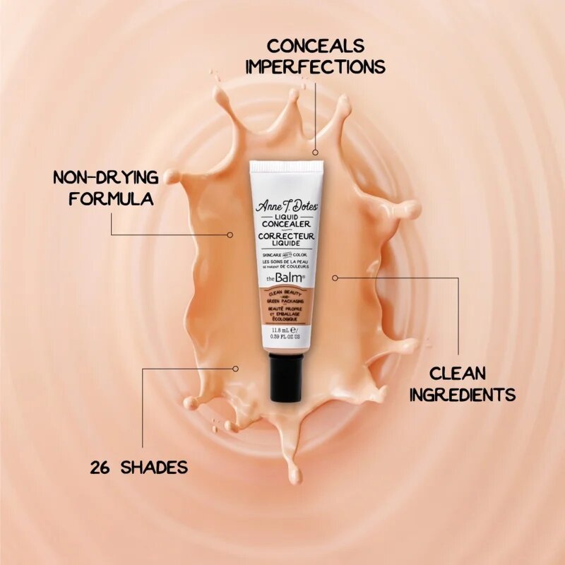 theBalm Anne T. Dotes® Liquid Concealer folyékony korrektor a teljes fedésre árnyalat #7 Warm Fair 11.8 ml