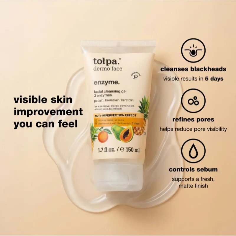 Tołpa Dermo Face Enzyme tisztító gél a mitesszerek ellen 150 ml