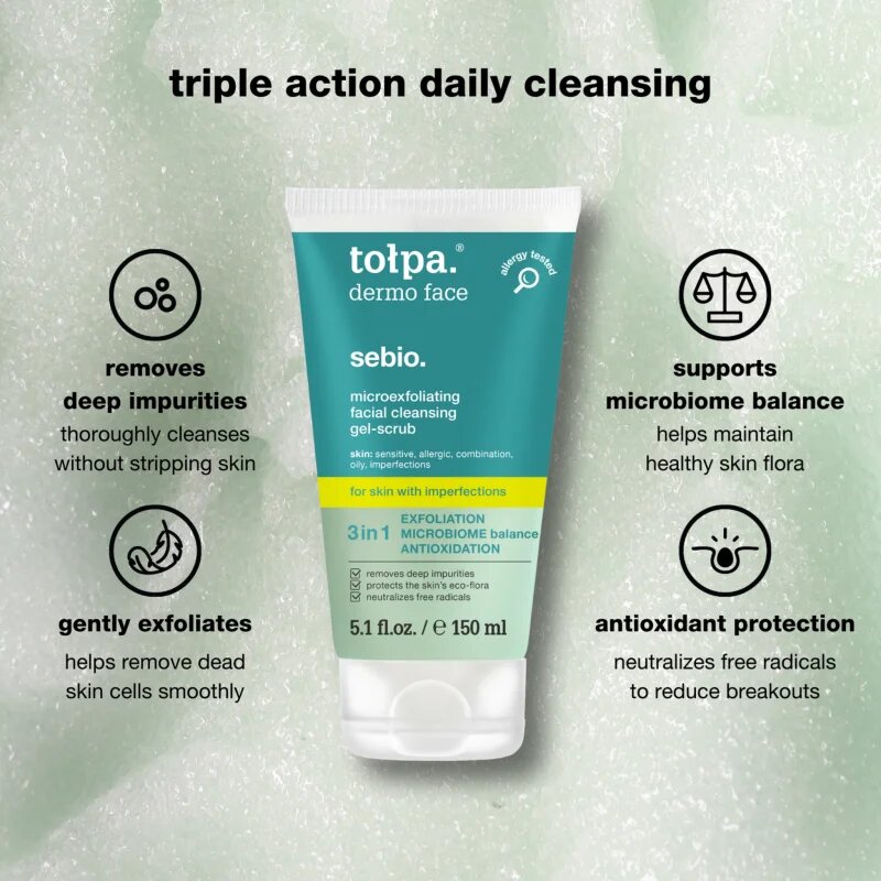 Tołpa Dermo Face Sebio tisztító peelinges gél az arcra 150 ml