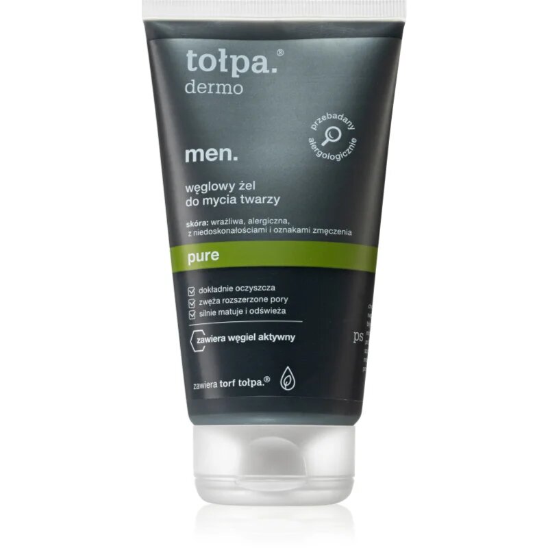 Tołpa Dermo Men Pure arclemosó gél aktív szénnel 150 ml