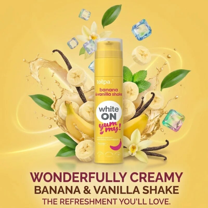 Tołpa On White Yummy fehérítő fogkrém íz Banana & Vanilla 60 g