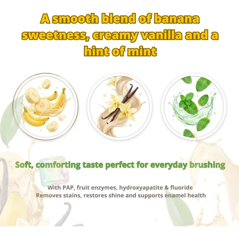 Tołpa On White Yummy fehérítő fogkrém íz Banana & Vanilla 60 g