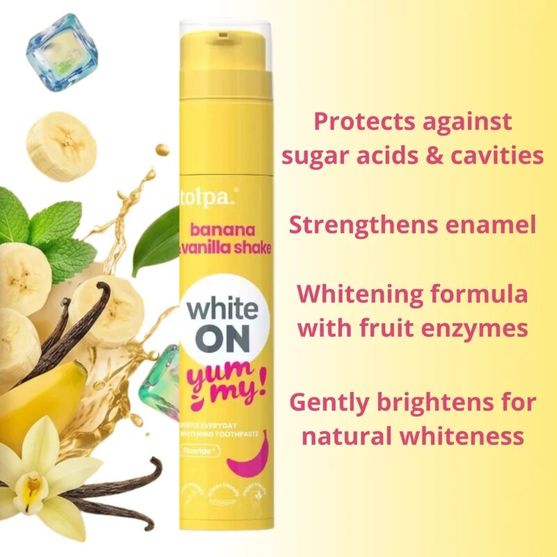 Tołpa On White Yummy fehérítő fogkrém íz Banana & Vanilla 60 g