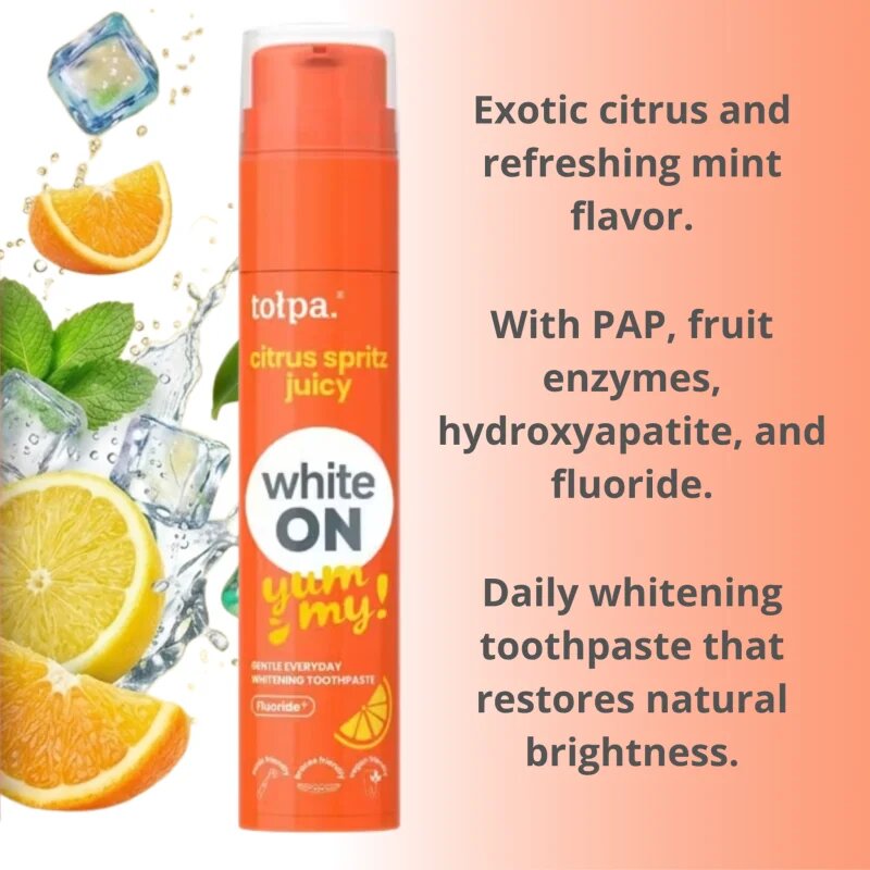 Tołpa On White Yummy fehérítő fogkrém íz Citrus Spritz 60 g