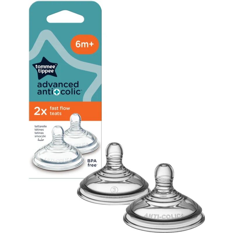 Tommee Tippee Advanced Anti-Colic etetőcumi Fast Flow 6-12m 2 db