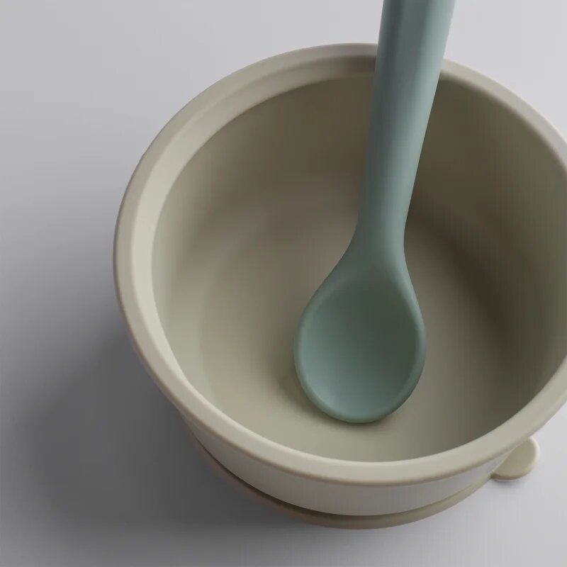 Tommee Tippee EasiStick™ Silicone Bowl & Spoon szilikon tálka tapadókoronggal 4m+ Green 1 db