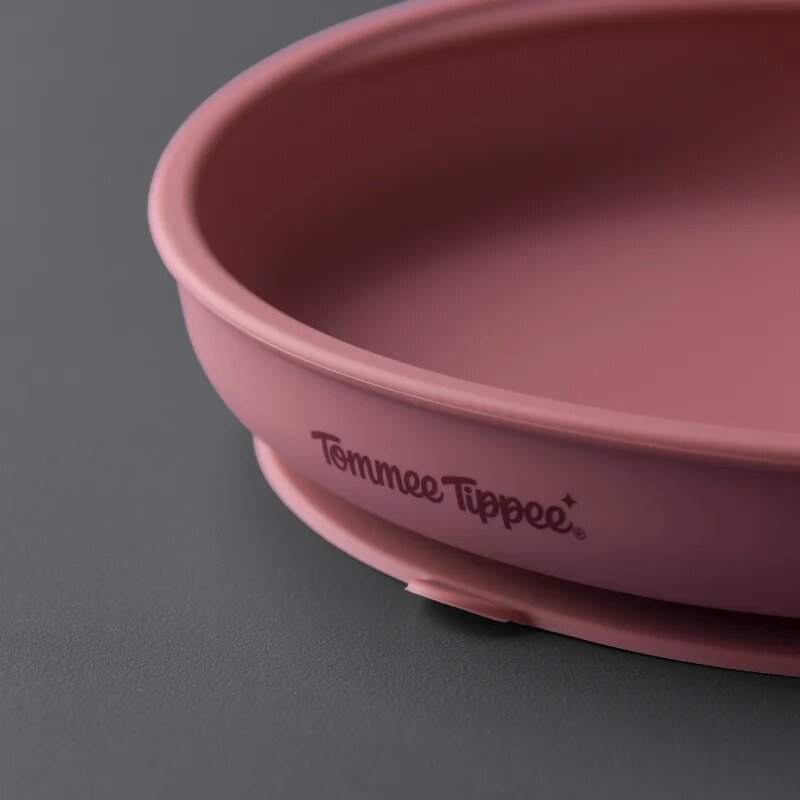 Tommee Tippee EasiStick™ Silicone Weaning Plate tányér tapadókoronggal 4m+ Pink 1 db