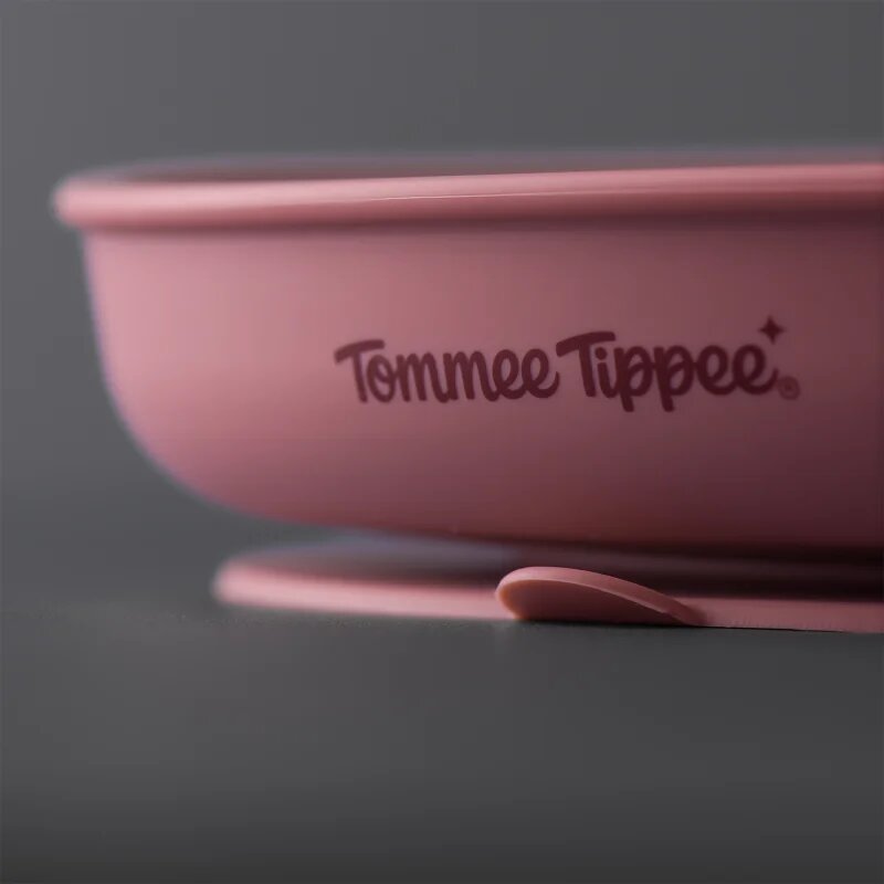 Tommee Tippee EasiStick™ Silicone Weaning Plate tányér tapadókoronggal 4m+ Pink 1 db