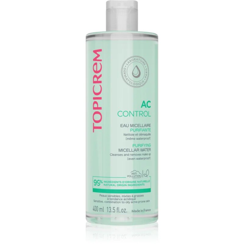 Topicrem AC Purifying Micellar Water tisztító micellás víz az aknéra hajlamos zsíros bőrre 400 ml