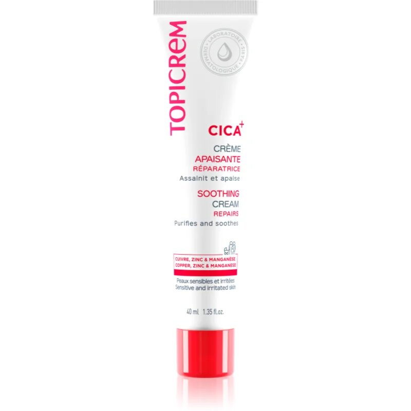 Topicrem CICA Soothing Cream intenzív megújító krém az irritált bőrre 40 ml