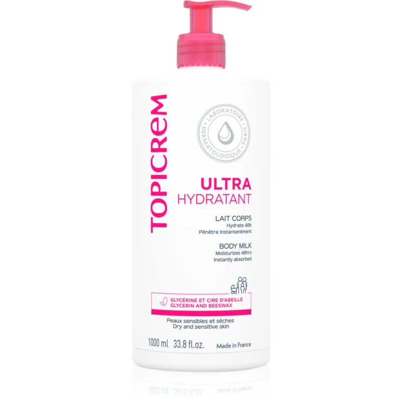 Topicrem UH BODY Ultra-Moisturizing Body Milk mélyhidratáló testápoló tej száraz és érzékeny bőrre 1000 ml