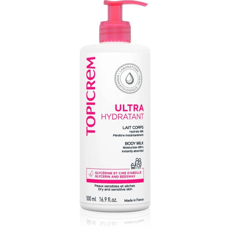 Topicrem UH BODY Ultra-Moisturizing Body Milk mélyhidratáló testápoló tej száraz és érzékeny bőrre 500 ml
