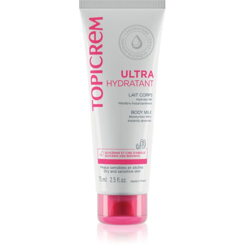 Topicrem UH BODY Ultra-Moisturizing Body Milk mélyhidratáló testápoló tej száraz és érzékeny bőrre 75 ml