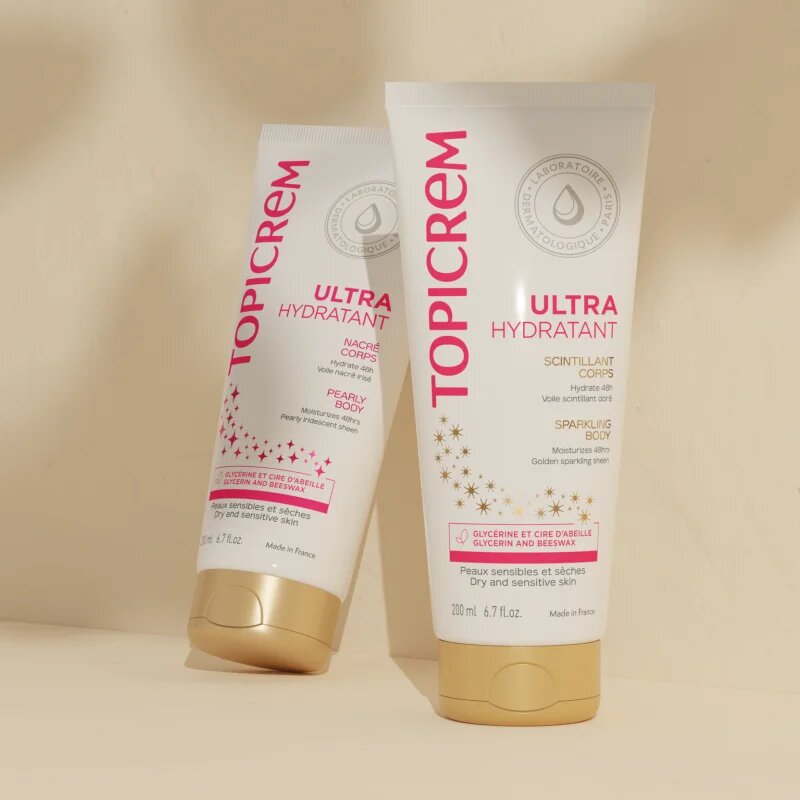 Topicrem UH BODY Ultra-Moisturizing Sparkling Body intenzíven hidratáló testápoló tej csillámporral 200 ml