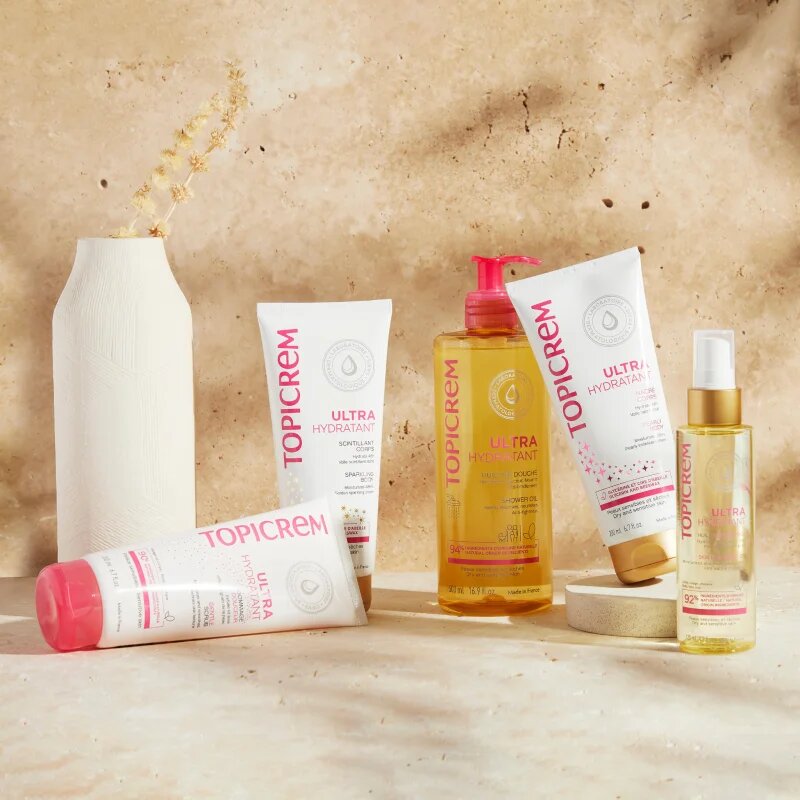 Topicrem UH BODY Ultra-Moisturizing Sparkling Body intenzíven hidratáló testápoló tej csillámporral 200 ml