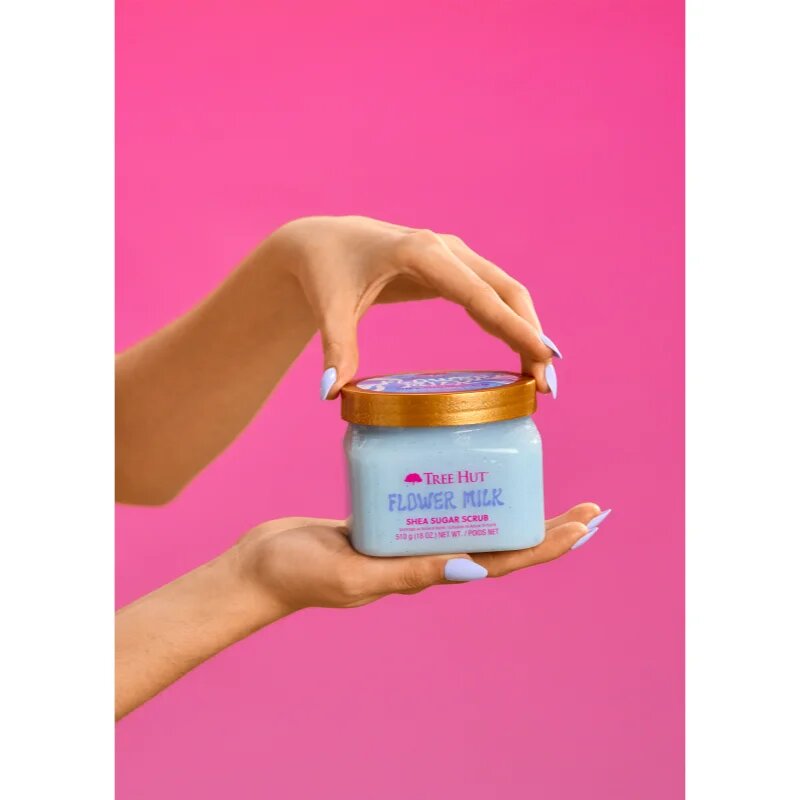 Tree Hut Shea Sugar Scrub Flower Milk cukros test peeling 510 g