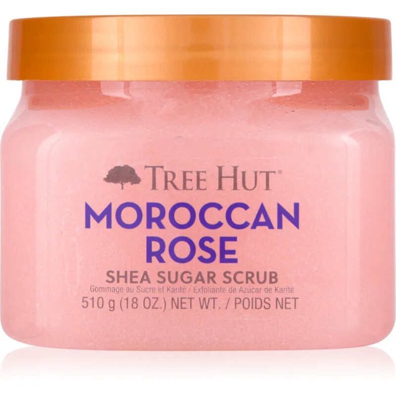 Tree Hut Shea Sugar Scrub Moroccan Rose cukros peeling bambuszvajjal 510 g