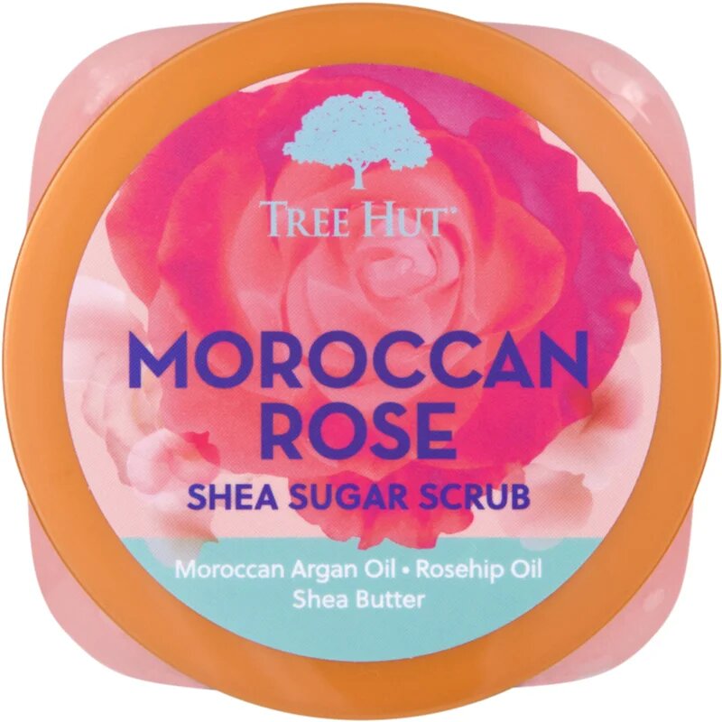 Tree Hut Shea Sugar Scrub Moroccan Rose cukros peeling bambuszvajjal 510 g