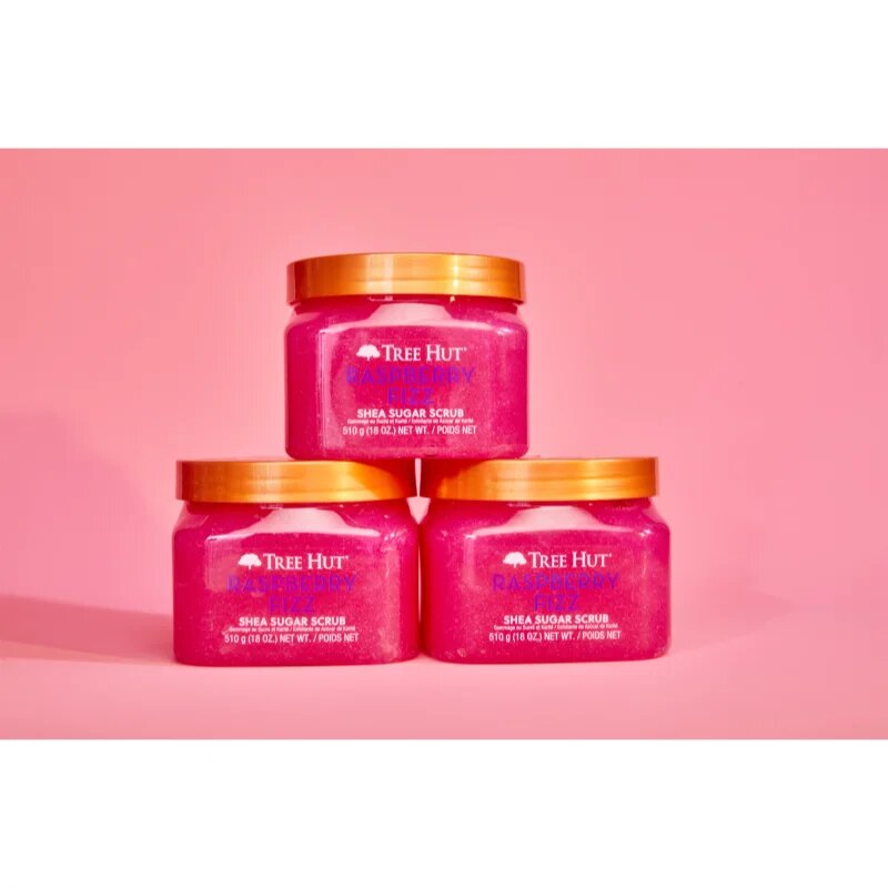 Tree Hut Shea Sugar Scrub Raspberry Fizz cukros peeling bambuszvajjal 510 g