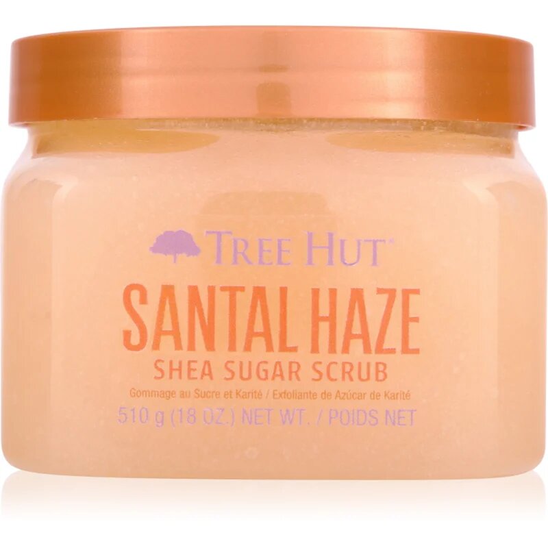 Tree Hut Shea Sugar Scrub Santal Haze cukros test peeling 510 g