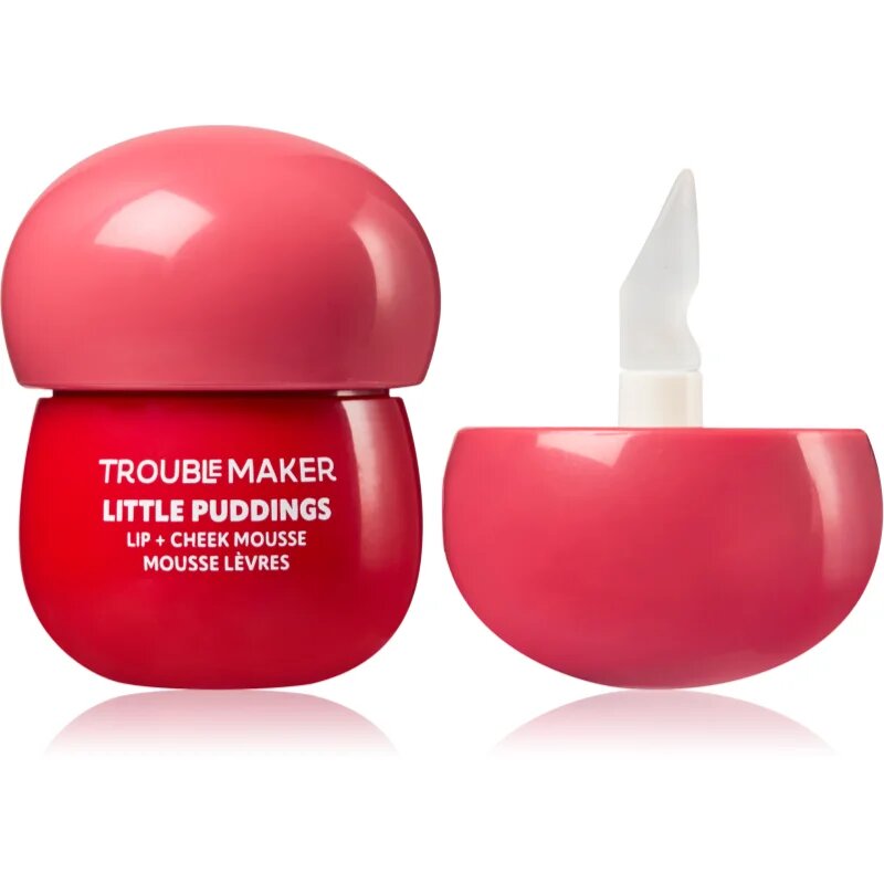 Trouble Maker Little Pudding Lip + Cheek Mousse multifunkcionális smink ajkakra és arcra árnyalat Bunny Baby Pink 5 g