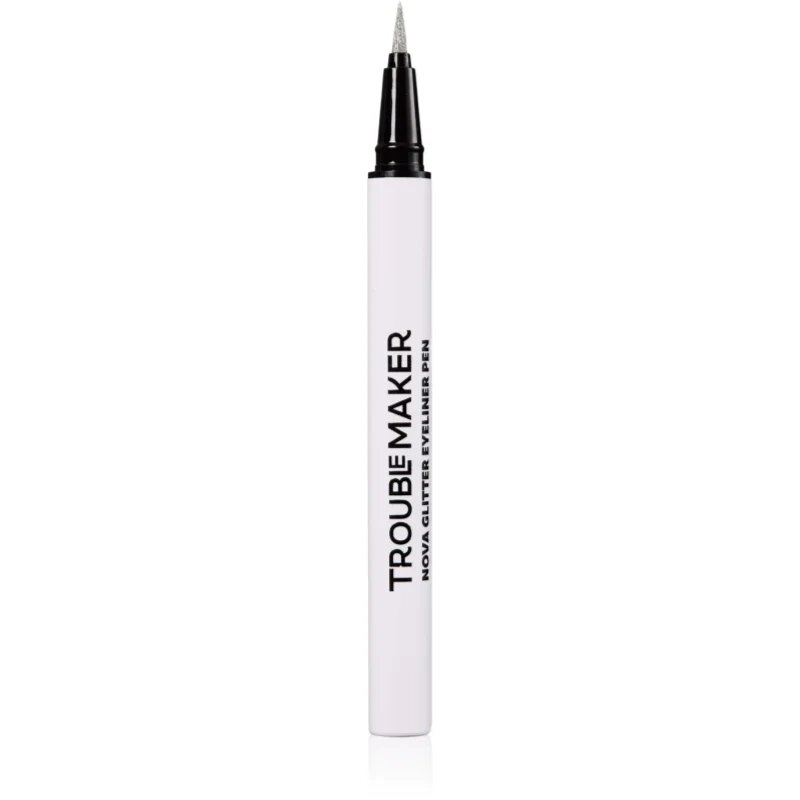 Trouble Maker Nova Glitter Liquid Eyeliner Pen csillogó szemhéjtus árnyalat Circuit Breaker Silver 0.5 ml