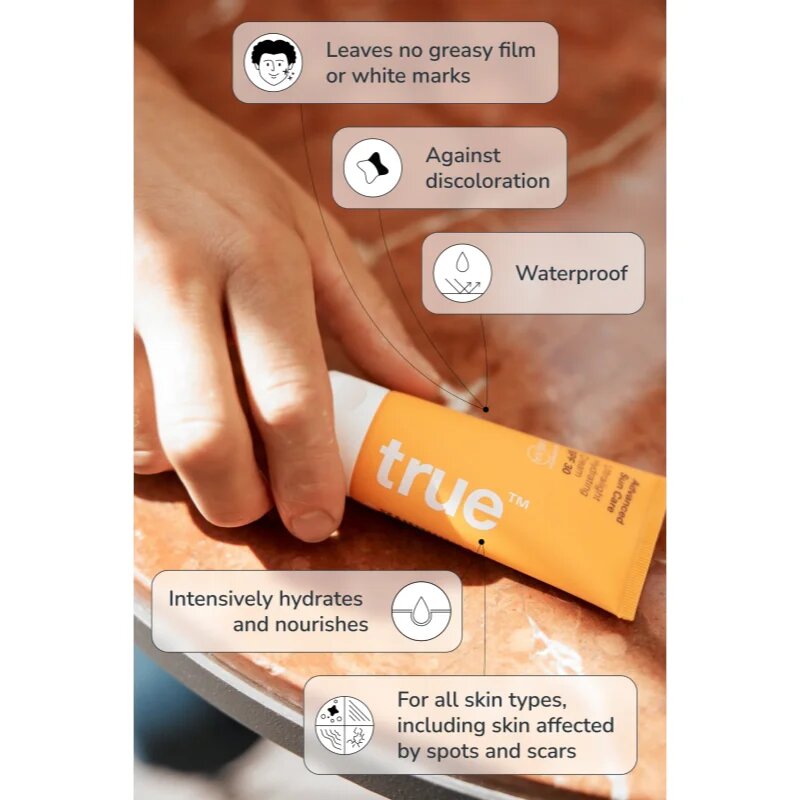 true men skin care Sun Care Ultralight Hydrating Cream SPF 30 hidratáló védőkrém SPF 30 50 ml