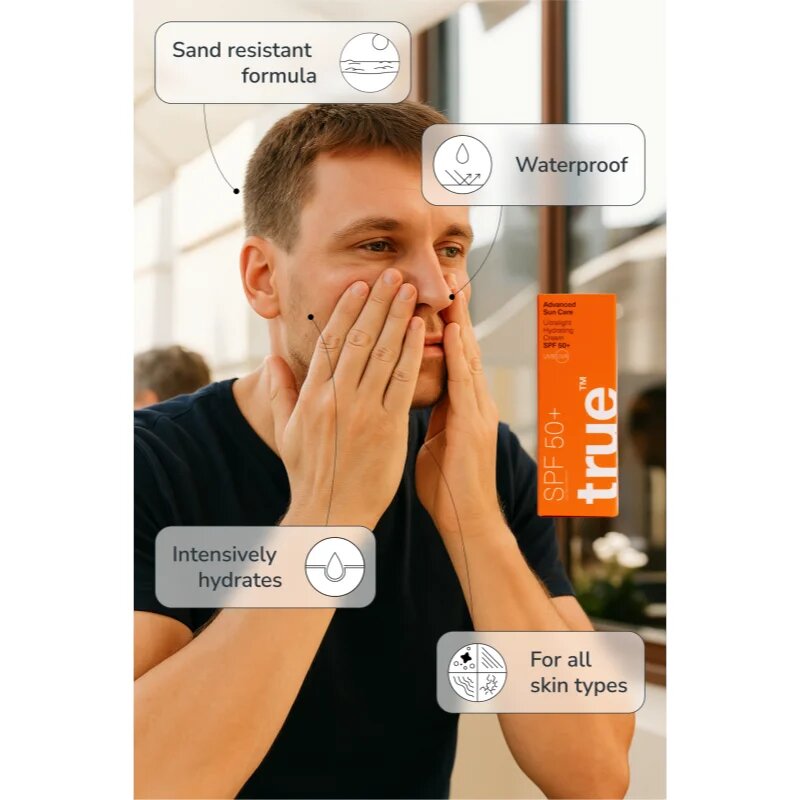 true men skin care Sun Care Ultralight Hydrating Cream SPF 50+ könnyű hidratáló krém SPF 50+ 50 ml