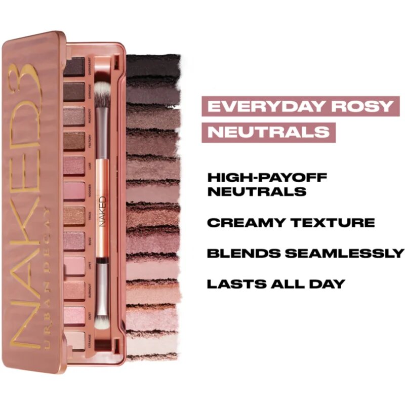 Urban Decay Naked3 szemhéjfesték paletta ecsettel 12x13 g