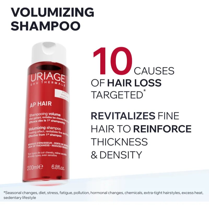 Uriage AP HAIR Volumizing Shampoo sampon a dús hajért a ritkuló hajra 200 ml