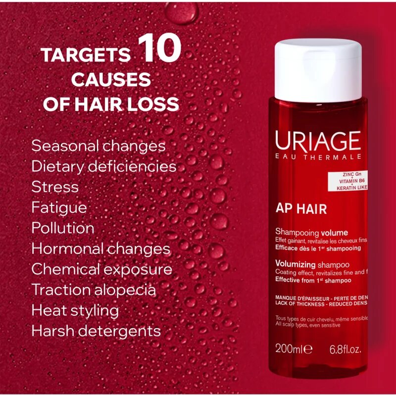 Uriage AP HAIR Volumizing Shampoo sampon a dús hajért a ritkuló hajra 200 ml