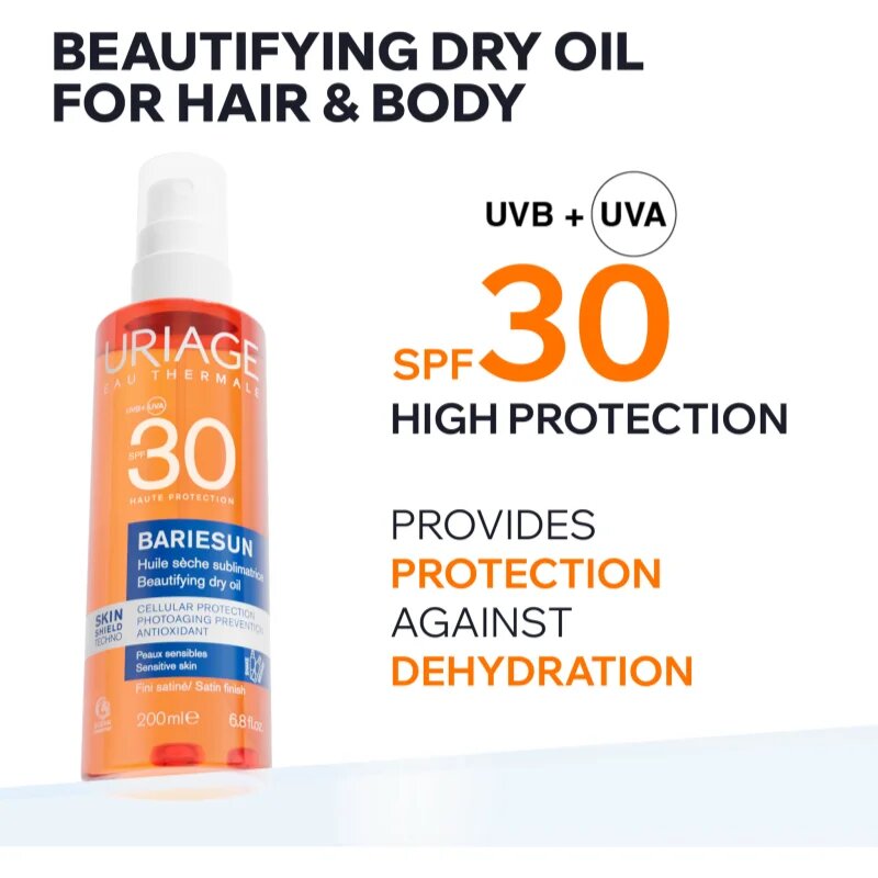 Uriage Bariésun Dry Oil SPF 30 száraz olaj napozáshoz SPF 30 200 ml
