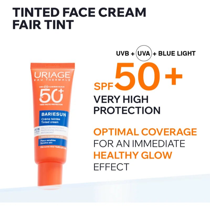 Uriage Bariésun Tinted Cream SPF 50+ védő tonizáló krém arcra SPF 50+ árnyalat Fair tint 50 ml