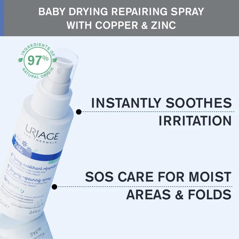 Uriage Bébé 1st Cu-Zn+ Drying Repairing Spray spray az irritáció ellen 100 ml