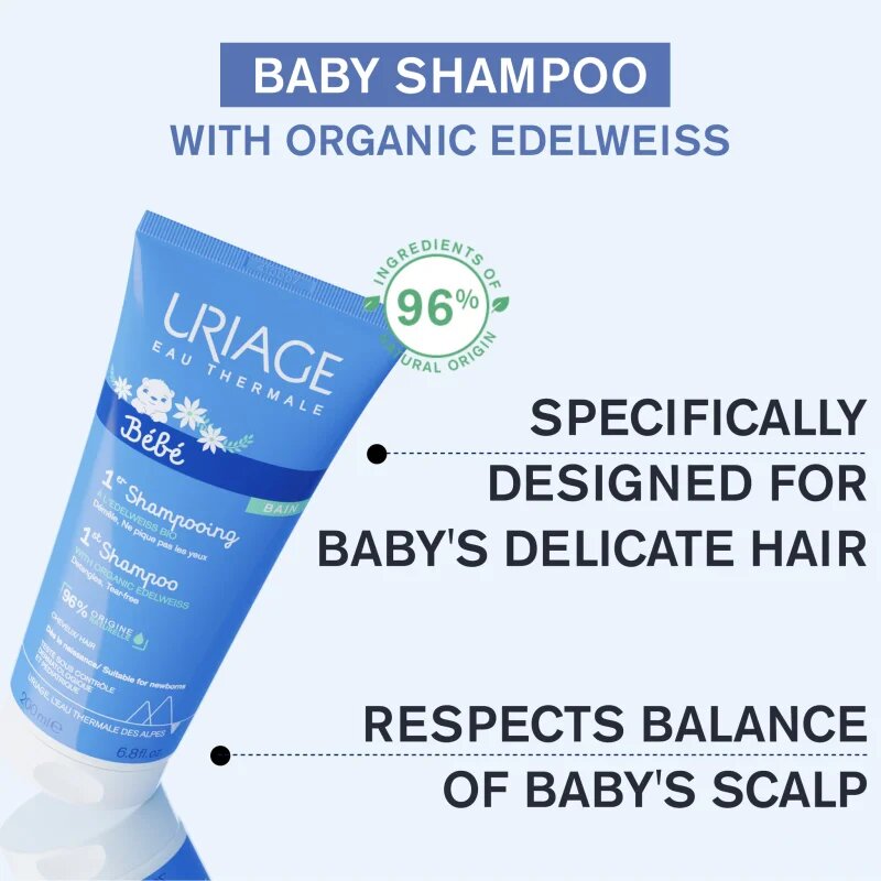 Uriage Bébé 1st Shampoo gyengéd gyermek sampon a könnyű kifésülésért 200 ml