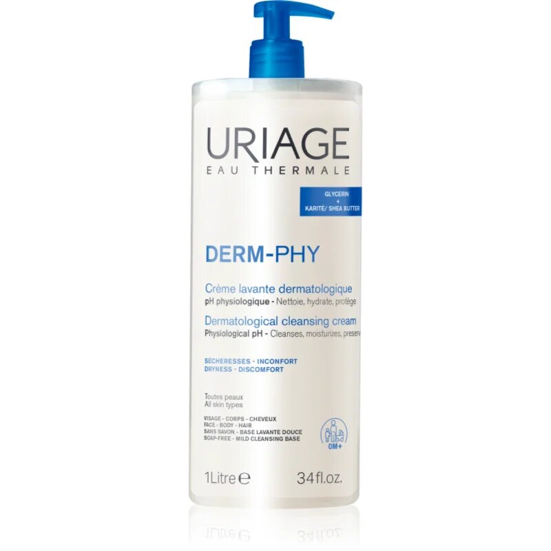 Uriage DERM-PHY Dermatological Cleansing Cream hidratáló tusfürdő 1000 ml