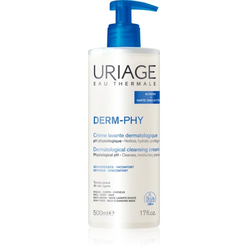Uriage DERM-PHY Dermatological Cleansing Cream hidratáló tusfürdő 500 ml